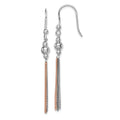 Sterling Silver Rose Rhod/Ruthenium-plated Chain & Beaded Dangle Earrings, 55 x 5 mm