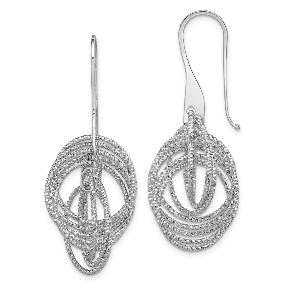 Sterling Silver Rhodium-plated D/C Fancy Intertwined Circles Dangle Earring, 49 x 18 mm