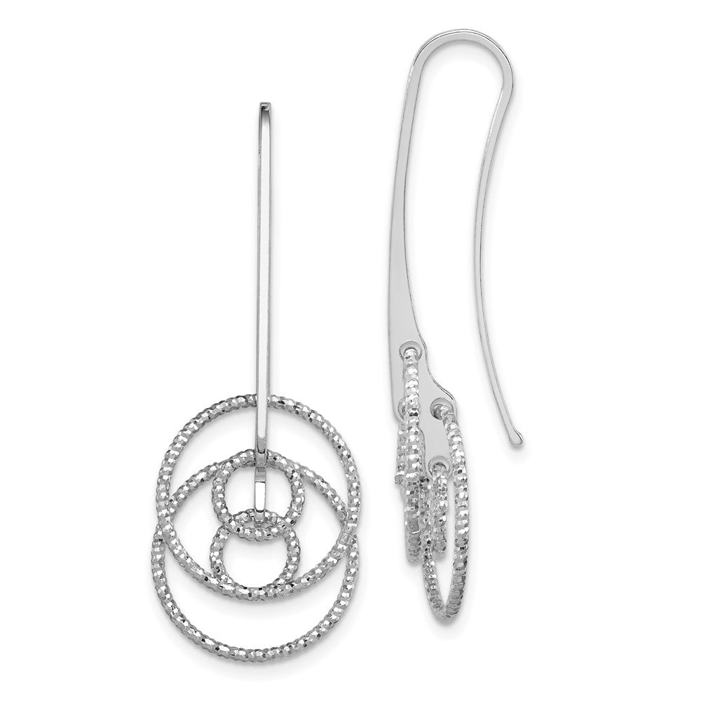 Sterling Silver Rhodium-plated D/C Fancy Circles Dangle Earrings, 42 x 16 mm