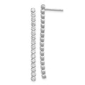 Sterling Silver Rhodium-plated Polished Fancy CZ Post Dangle Earrings, 40 x 3 mm