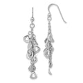 Sterling Silver Polished & Textured Contemporary Charm Dangle Earrings, 55 x 10 mm