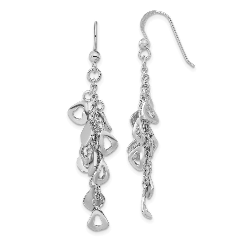 Sterling Silver Polished & Textured Contemporary Charm Dangle Earrings, 55 x 10 mm