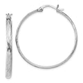 Sterling Silver Rhodium-plated 2.5mm Textured Round Hoops, 37 x 2.5 mm