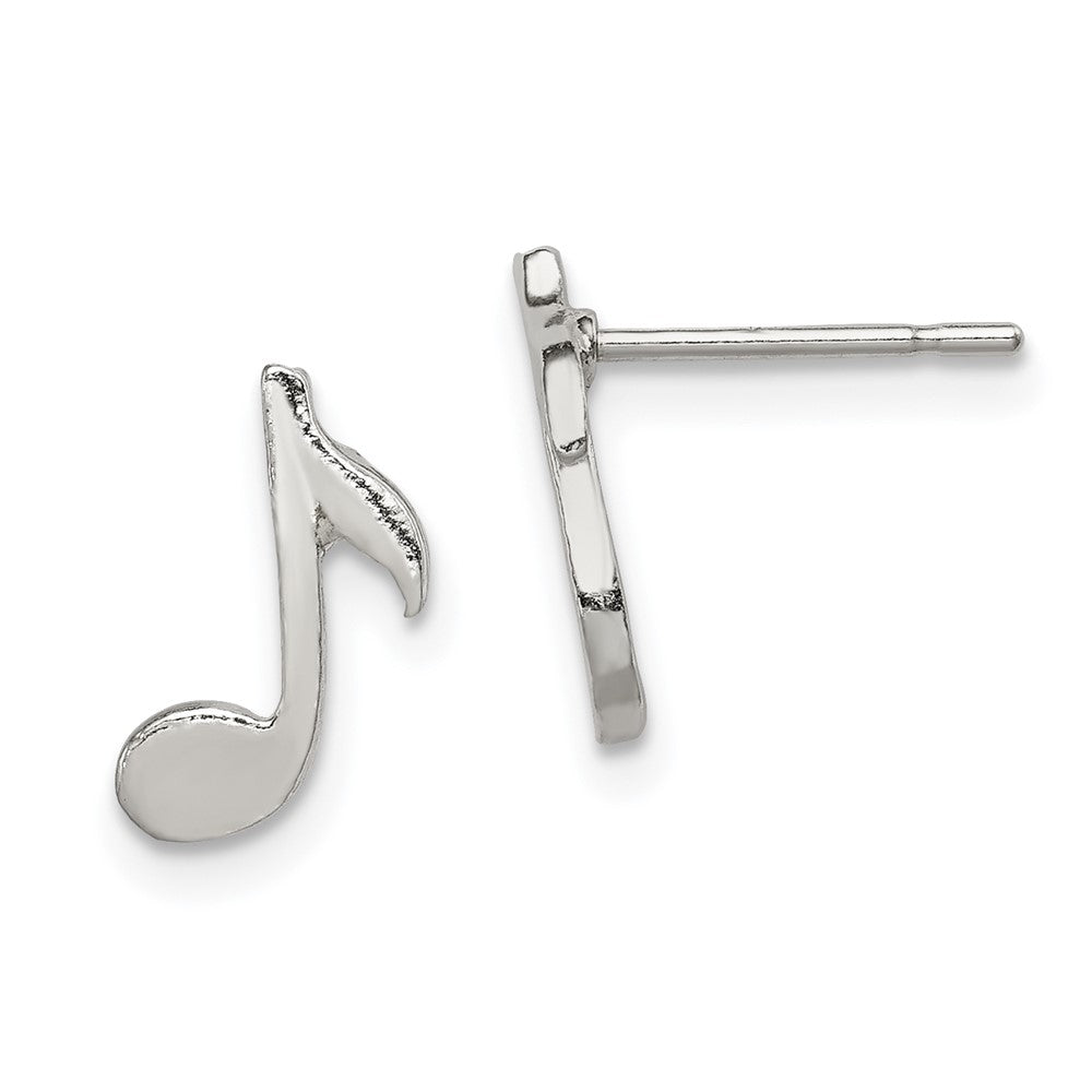 Sterling Silver Musical Note Mini Earrings, 11 x 6 mm
