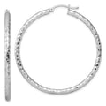Sterling Silver Rhodium-plated Textured 3x50mm Hoop Earrings, 50 x 3 mm