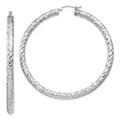 Sterling Silver Rhodium-plated Textured 4x60mm Hoop Earrings, 60 x 4 mm