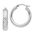 Sterling Silver Rhodium-plated Diamond Cut 5mm Hoop Earrings, 26 x 26 mm