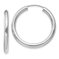 Sterling Silver Rhodium-plated 3x30mm Endless Tube Hoop Earrings, 30 x 3 mm