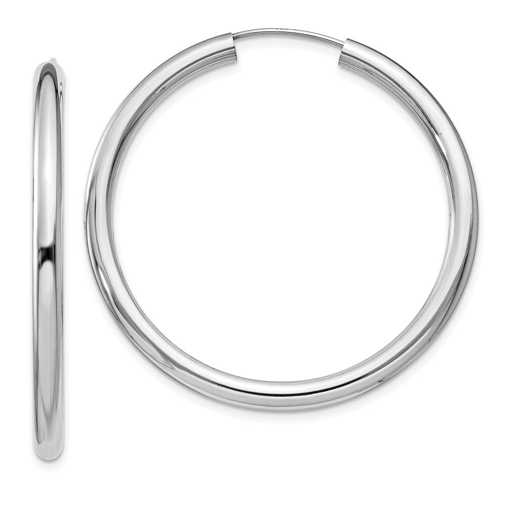 Sterling Silver Rhodium-plated 3x40mm Endless Tube Hoop Earrings, 40 x 3 mm