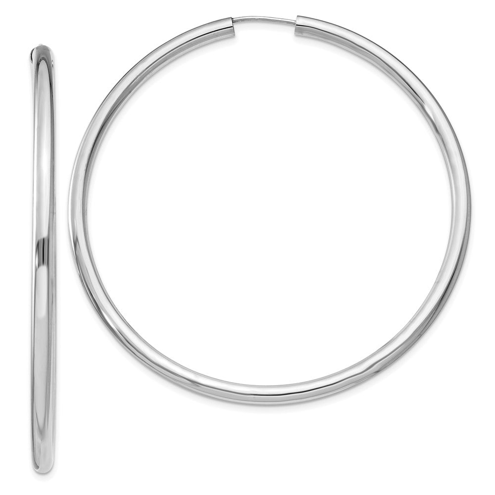 Sterling Silver Rhodium-plated 3x60mm Endless Tube Hoop Earrings, 60 x 3 mm