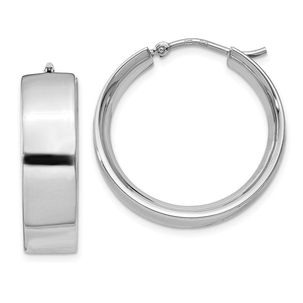 Sterling Silver Rhodium-plated 6.75x25mm Hoop Earrings, 25 x 6.75 mm