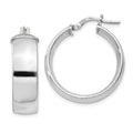 Sterling Silver Rhodium-plated 7.5x25mm Hoop Earrings, 25 x 7.5 mm