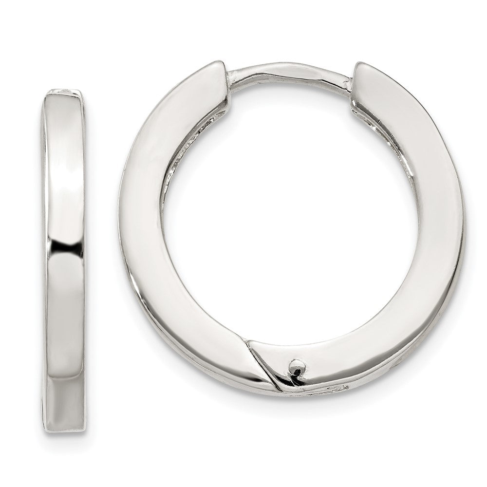 Sterling Silver 2.5x20mm Hinged Hoop Earrings, 20 x 2.5 mm