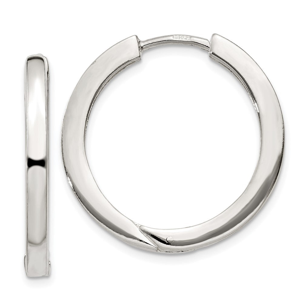 Sterling Silver 2.5x25mm Hinged Hoop Earrings, 25 x 2.5 mm