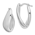 Sterling Silver RH-plated Polished Twist Hollow Oval Hoop Earrings, 30 x 17 mm