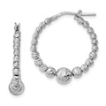 Sterling Silver Rhodium-plated Diamond-cut Beaded Hoop Earrings, 27 x 27 mm