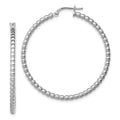 Sterling Silver Rhodium-plated Beaded 3x35mm Hoop Earrings, 35 x 3 mm