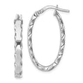 Sterling Silver RH-plated Scalloped Edge 4mm Oval Hoop Earrings, 32 x 4 mm