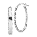 Sterling Silver RH-plated Scalloped Edge 5mm Oval Hoop Earrings, 37 x 5 mm