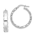 Sterling Silver RH-plated Scalloped Edge 5mm Round Hoop Earrings, 25 x 5 mm