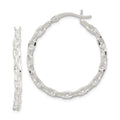 Sterling Silver Polished Cable Chain 3x30mm Hoop Earrings, 32 x 32 mm