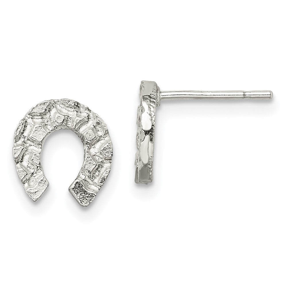 Sterling Silver Horseshoe Mini Earrings, 9 x 8 mm