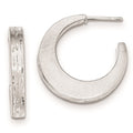 Sterling Silver Brushed/Diamond-cut Post Hoop Earrings, 26 x 26 mm