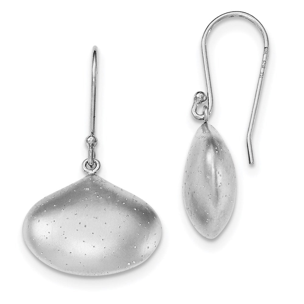 Sterling Silver Rhodium-plated Sparkle-cut Brushed Teardrop Earrings, 37 x 23 mm