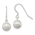 Sterling Silver Polished Laser-cut Ball 10mm Shepherd Hook Earrings, 26 x 11 mm