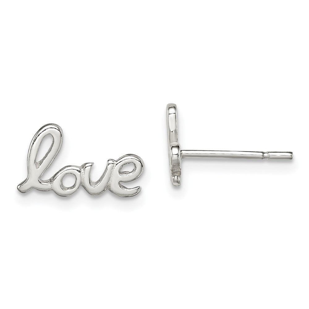 Sterling Silver Polished Love Post Earrings, 7 x 13 mm