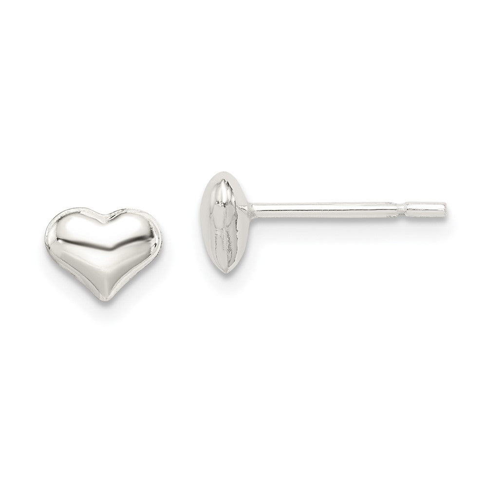 Sterling Silver Polished Heart Post Earrings, 5 x 7 mm
