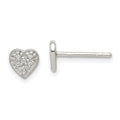 Sterling Silver CZ Heart Post Earrings, 6 x 7 mm