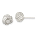 Sterling Silver Polished and Textured Knot Post Earrings, 10 x 10 mm