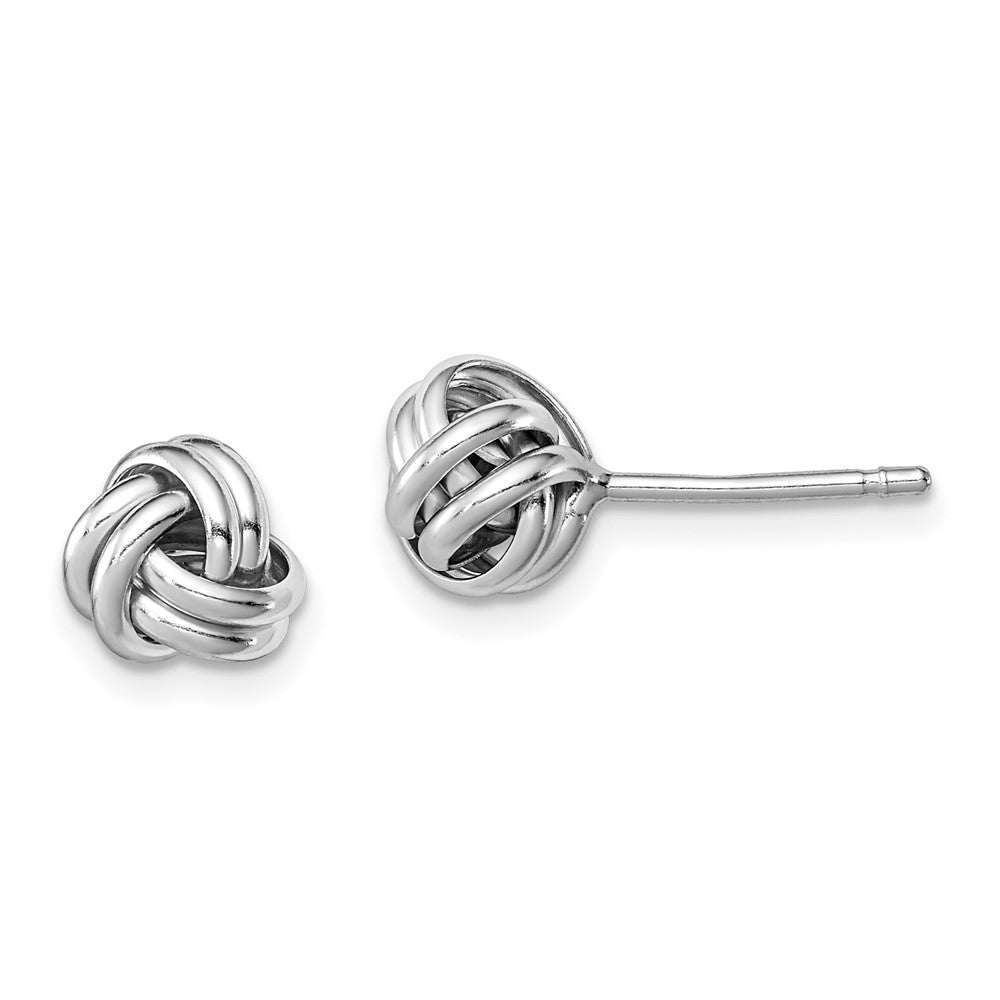 Sterling Silver Rhodium-plated Double Knot Post Earrings, 8 x 8 mm