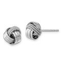 Sterling Silver Rhodium-plated Polished Twisted Knot Post Earrings, 9 x 9 mm