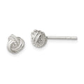 Sterling Silver Polished and Textured Knot Post Earrings, 7 x 7 mm