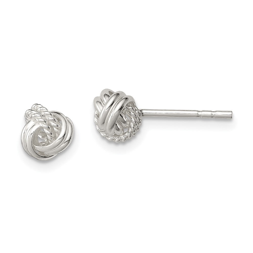 Sterling Silver Polished and Textured Knot Post Earrings, 7 x 7 mm