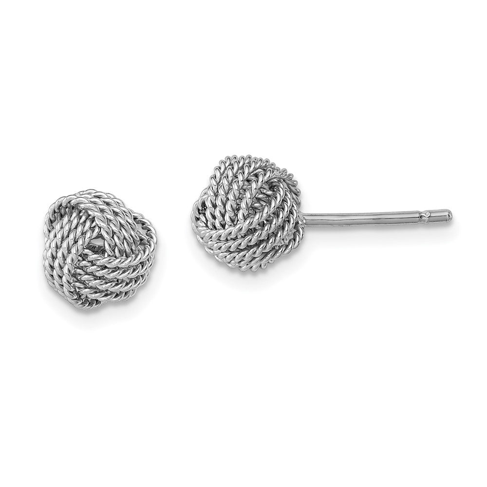 Sterling Silver Rhodium-plated Rope Knot Post Earrings, 9 x 9 mm