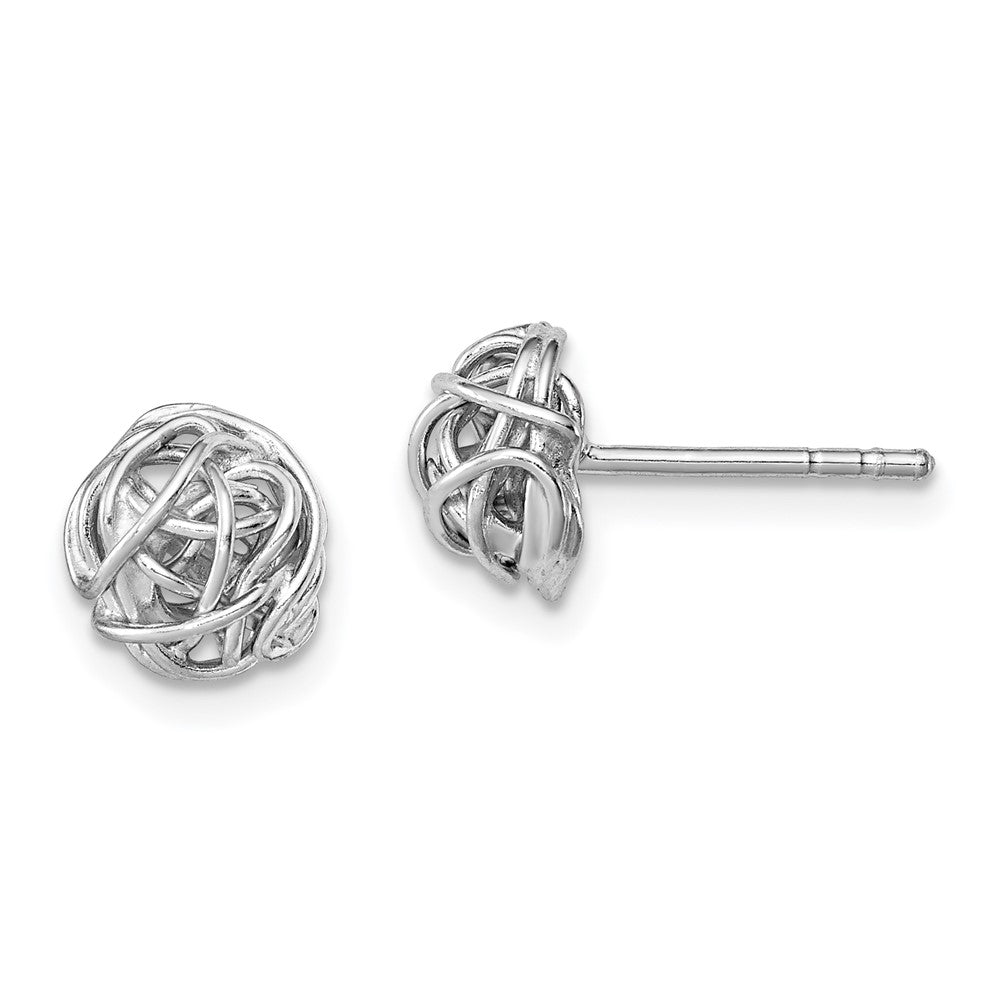 Sterling Silver Rhodium-plated Polished Knot 7.5mm Post Earrings, 9 x 8 mm