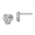 Sterling Silver Rhodium-plated Polished CZ Love Knot Post Earrings, 9 x 10 mm
