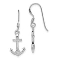 Sterling Silver Rhodium-plated Anchor Earrings, 30 x 10 mm