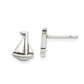 Sterling Silver Polished and Antiqued Sailboat Post Earrings, 10 x 8 mm