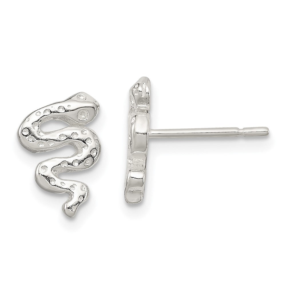 Sterling Silver Polished Snake Post Earrings, 12 x 8 mm