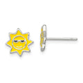 Sterling Silver Polished Enamel Sunshine Post Earrings, 9 x 9 mm