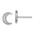 Sterling Silver Rhodium-plated CZ Crescent Moon Post Earrings, 10 x 8 mm