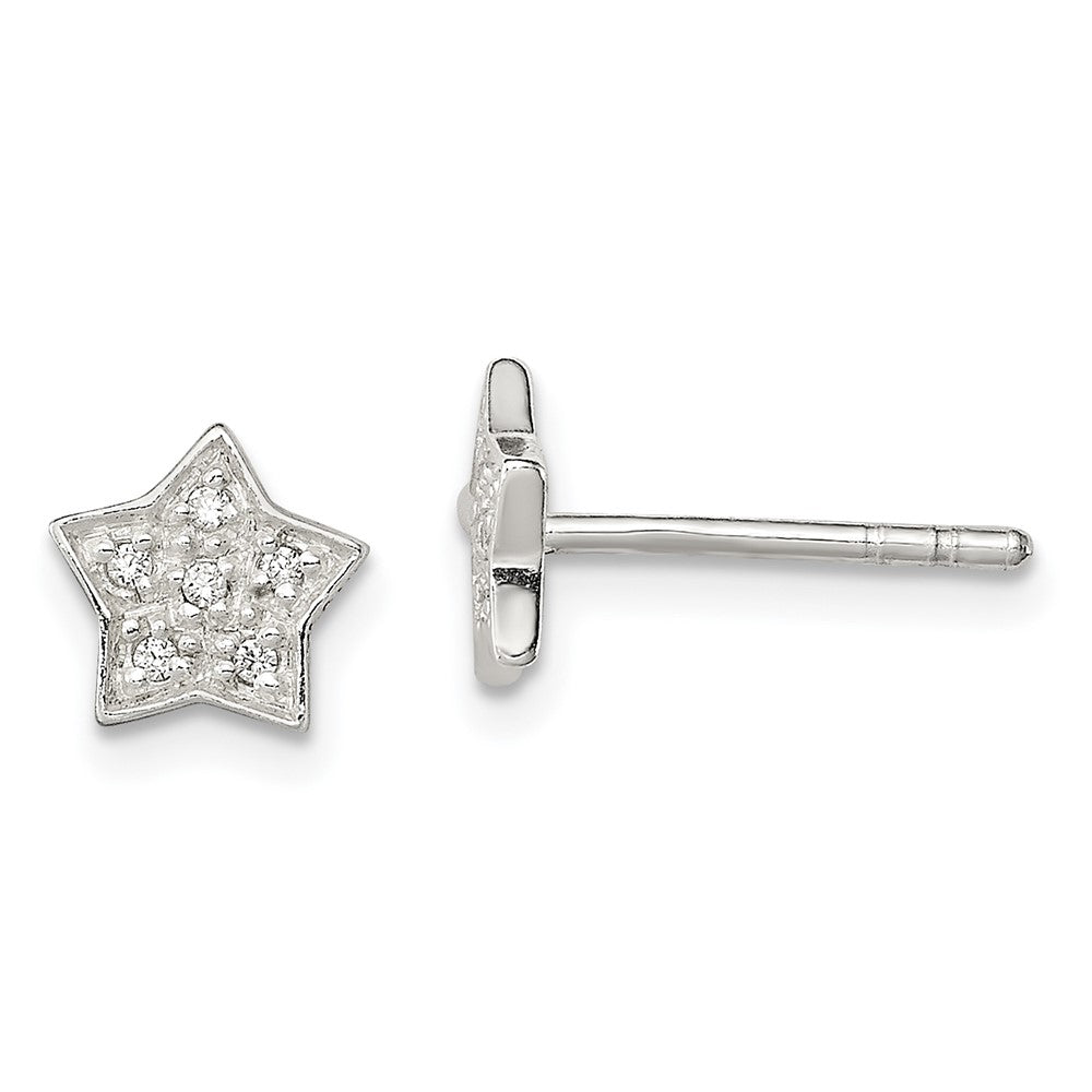 Sterling Silver CZ Star Post Earrings, 8 x 8 mm