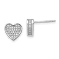 Sterling Silver Rhodium-plated CZ Micro pav‚ Heart Post Earrings, 9 x 9 mm
