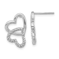 Sterling Silver Polished & Twisted Hearts Post Earrings, 18.1 x 11.6 mm