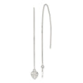 Sterling Silver Polished Diamond-cut Dangle Heart Post Earrings, 52 x 6 mm
