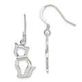 Sterling Silver Polished Cat Shepherd Hook Earrings, 35 x 17 mm